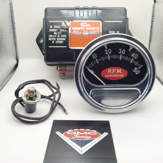 Sun Electric Corporation RC-50 "Red Football" Tachometer 0-5000 RPM - with EB-7A/9A Sending Unit