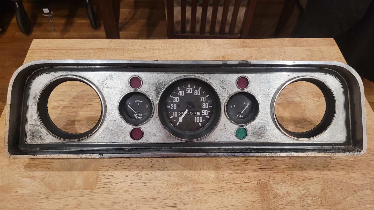 1962-66 GMC light duty truck - Instrument cluster - Complete - Fully Tested - with 2 Open Accessory Gauge Spaces