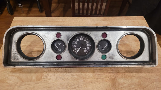 1962-66 GMC light duty truck - Instrument cluster - Complete - Fully Tested - with 2 Open Accessory Gauge Spaces