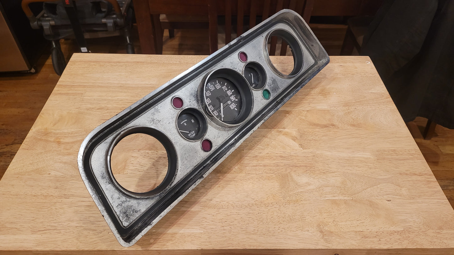 1962-66 GMC light duty truck - Instrument cluster - Complete - Fully Tested - with 2 Open Accessory Gauge Spaces